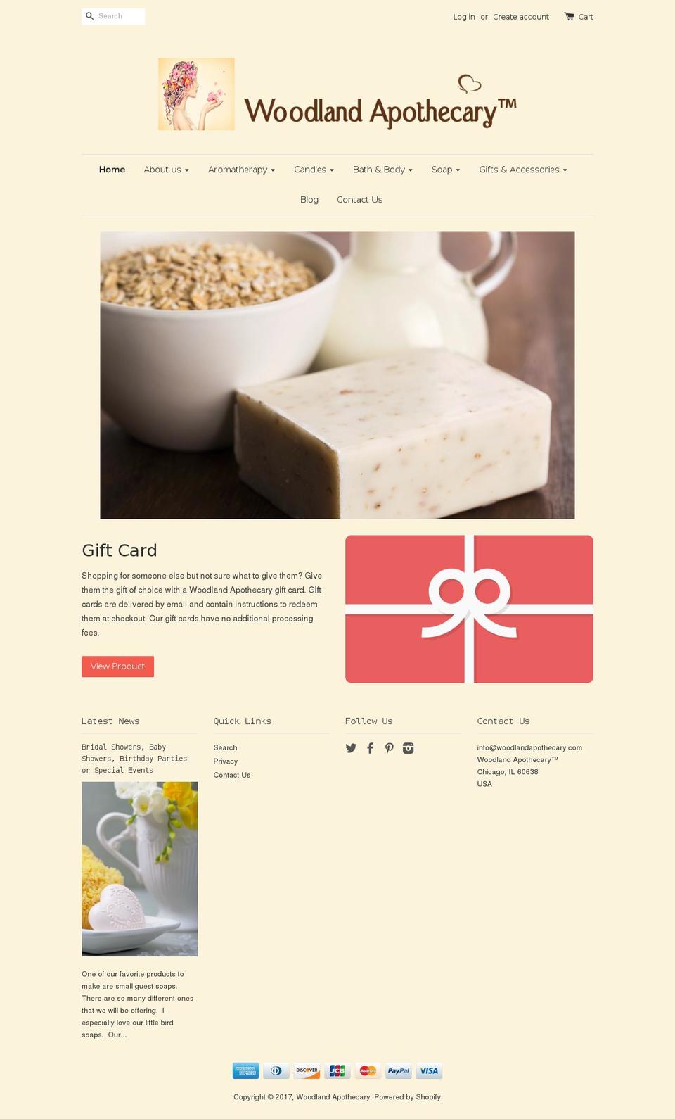woodlandapothecary.com shopify website screenshot