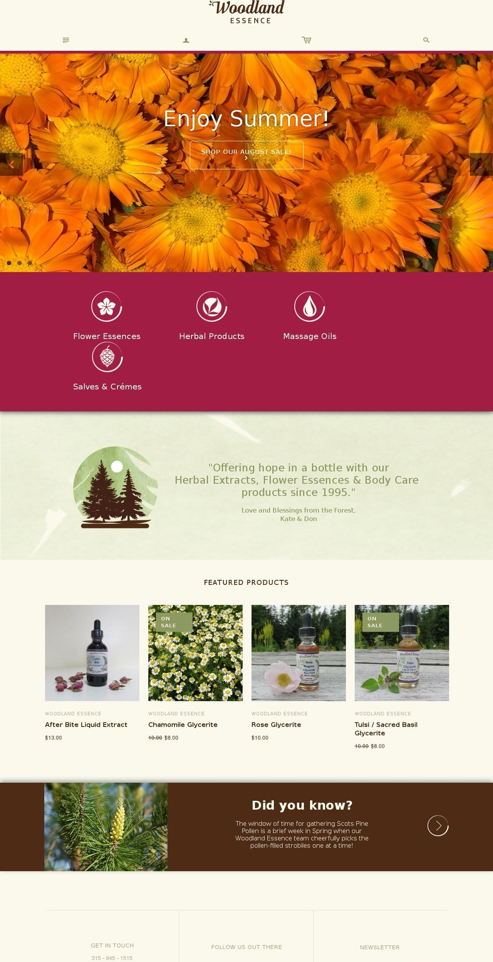 Made with ❤ by Arctic Grey V Shopify theme site example woodlandessence.com