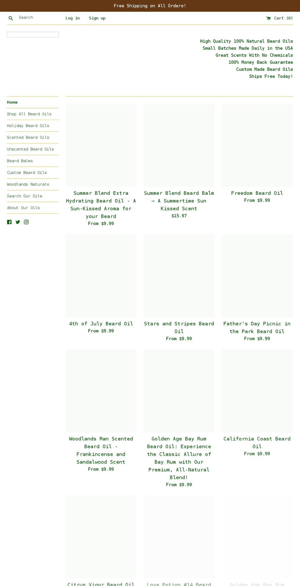 woodlandsbeardco.com shopify website screenshot