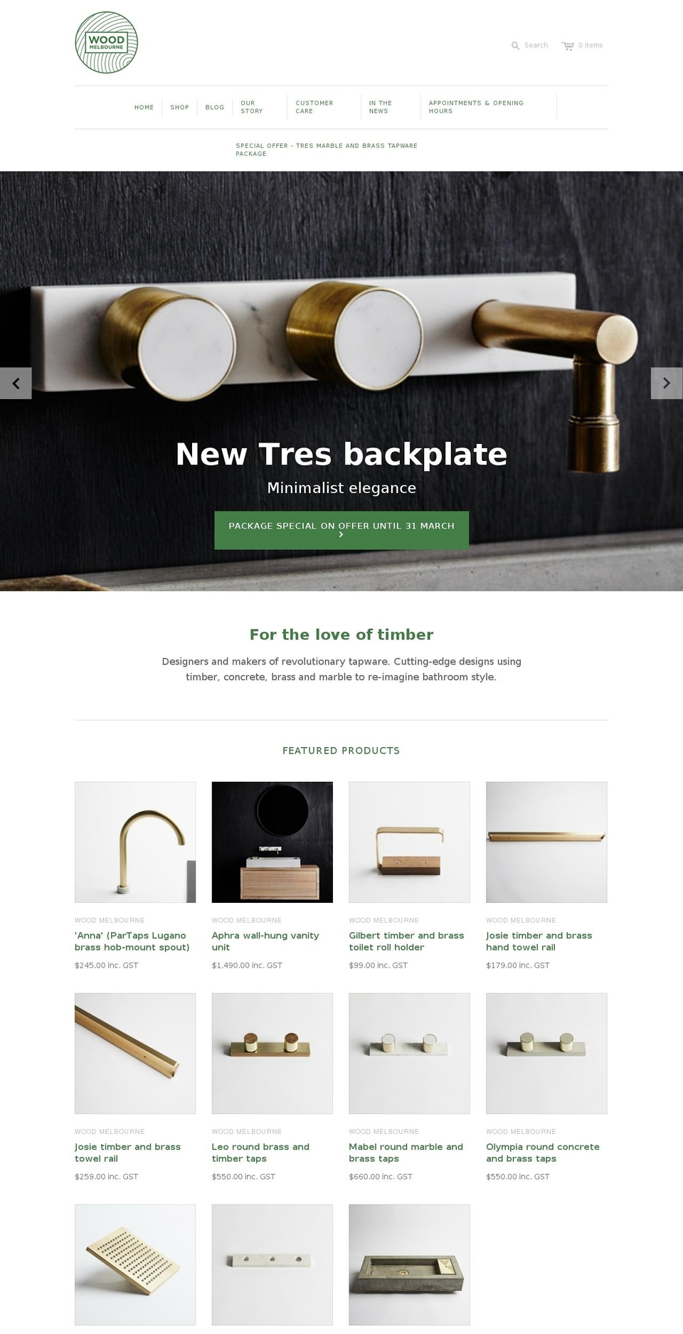 woodmelbourne.com shopify website screenshot