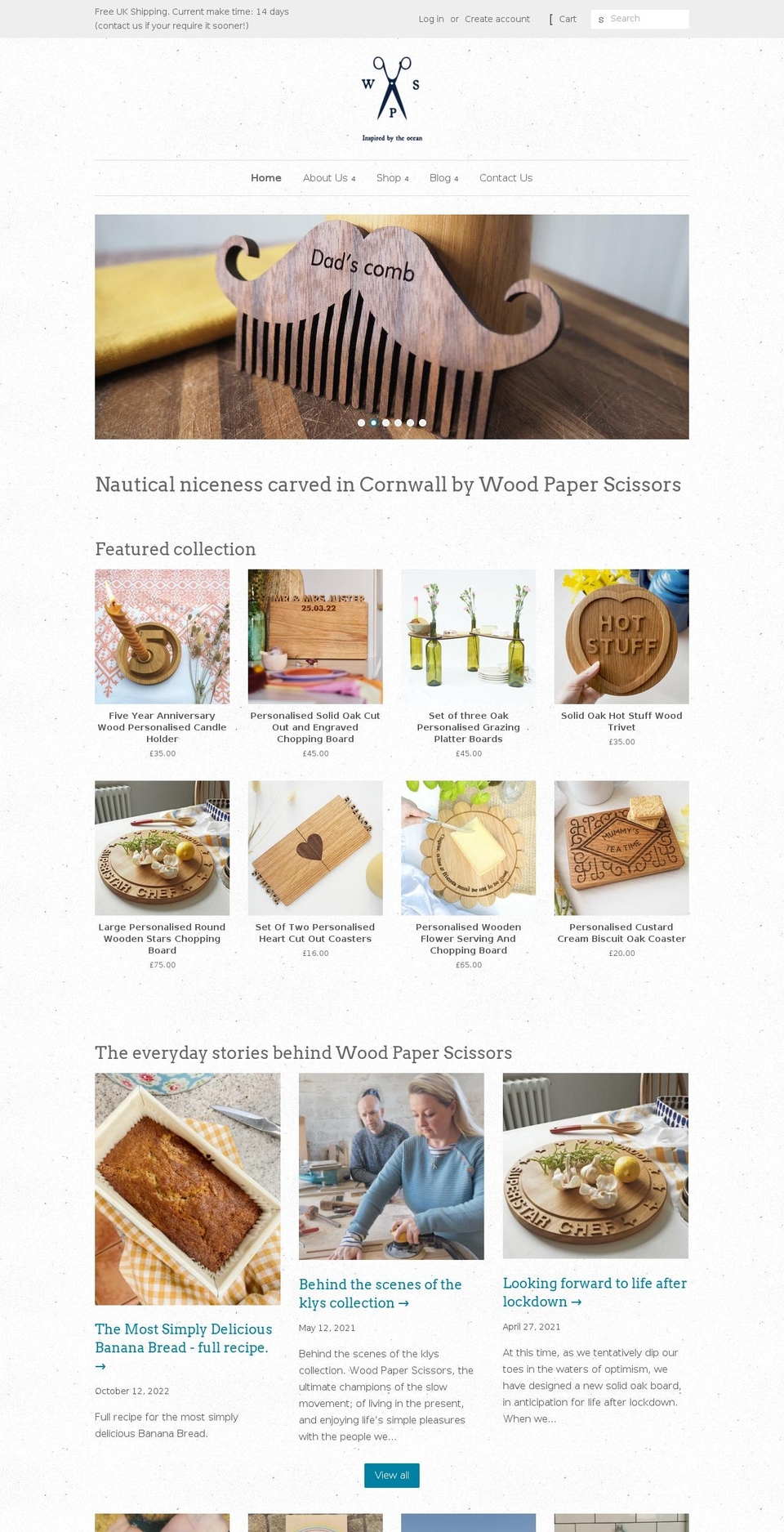 woodpaperscissors.com shopify website screenshot