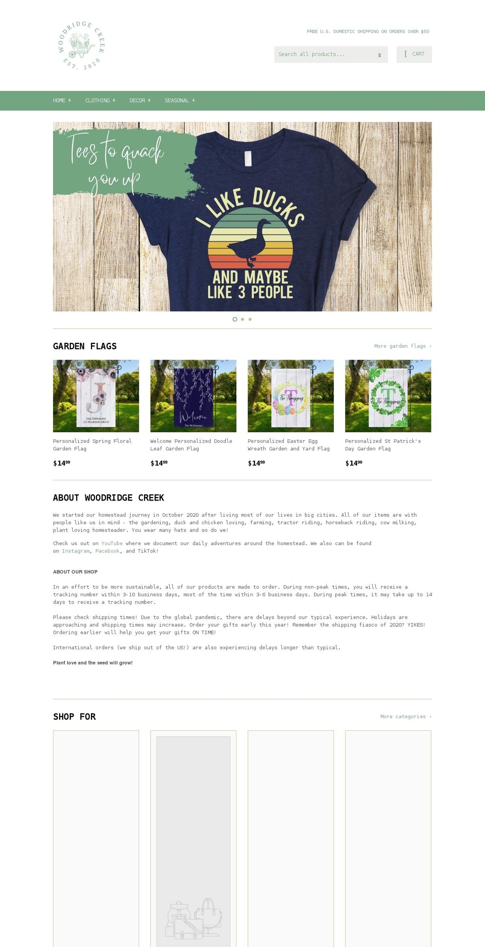 woodridgecreek.com shopify website screenshot