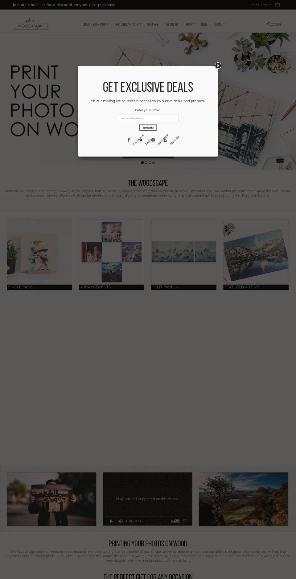 woodscapeprints.com shopify website screenshot