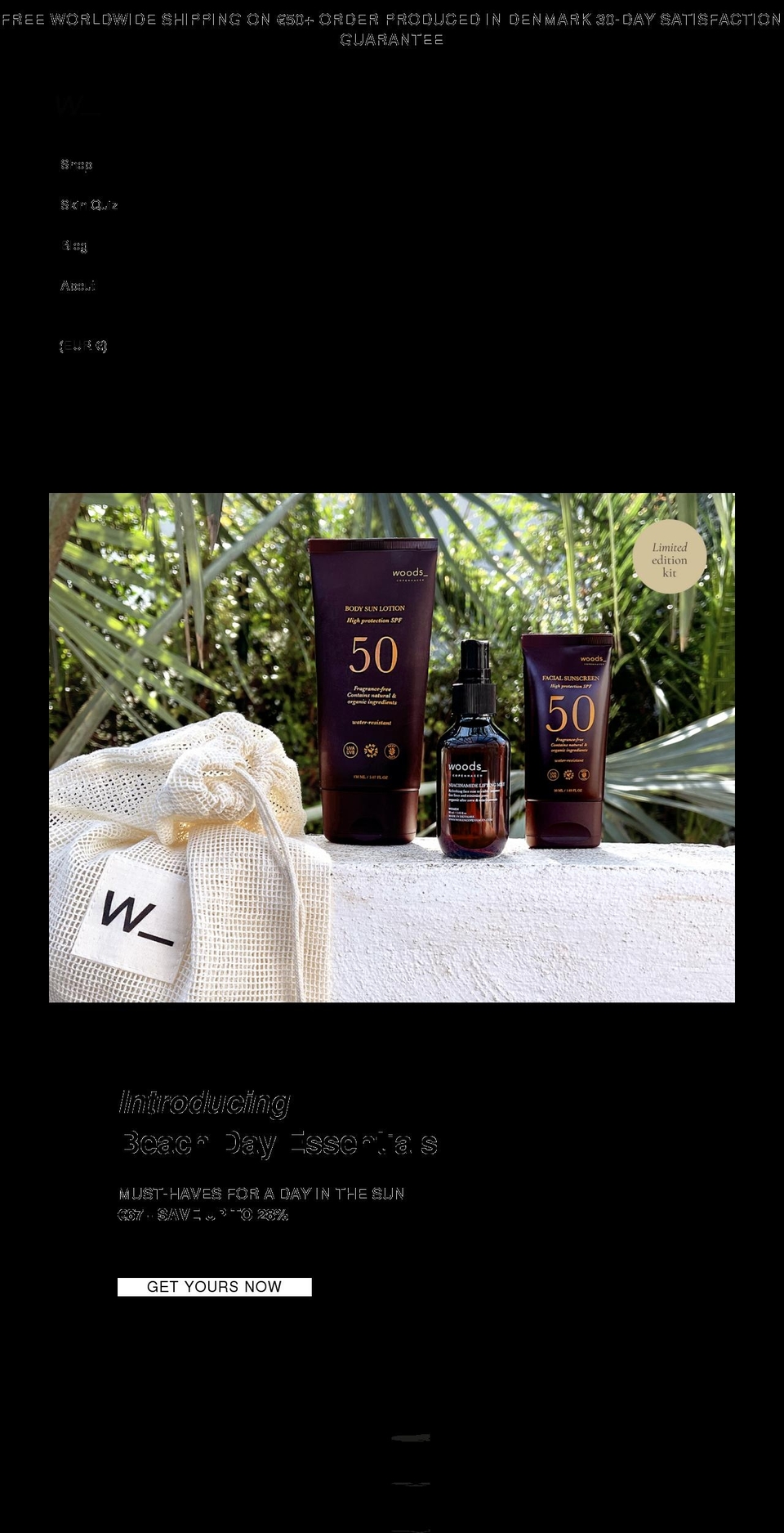 woodscopenhagen.com shopify website screenshot