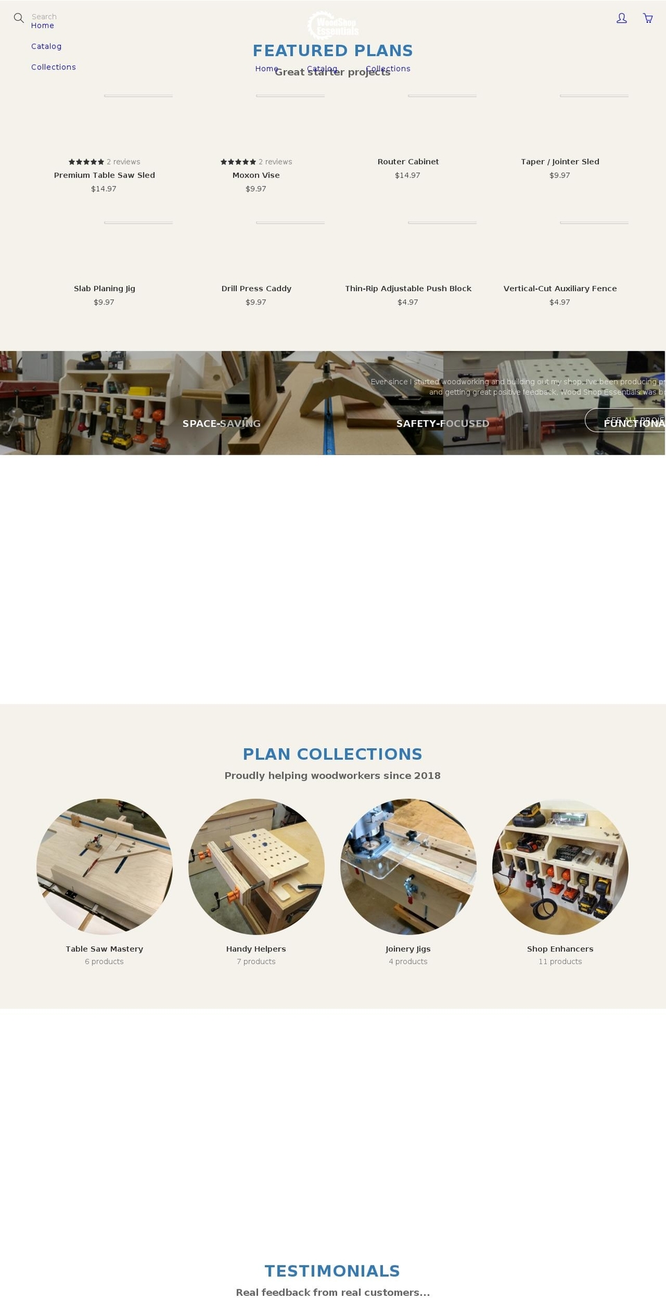 woodshopessentials.com shopify website screenshot