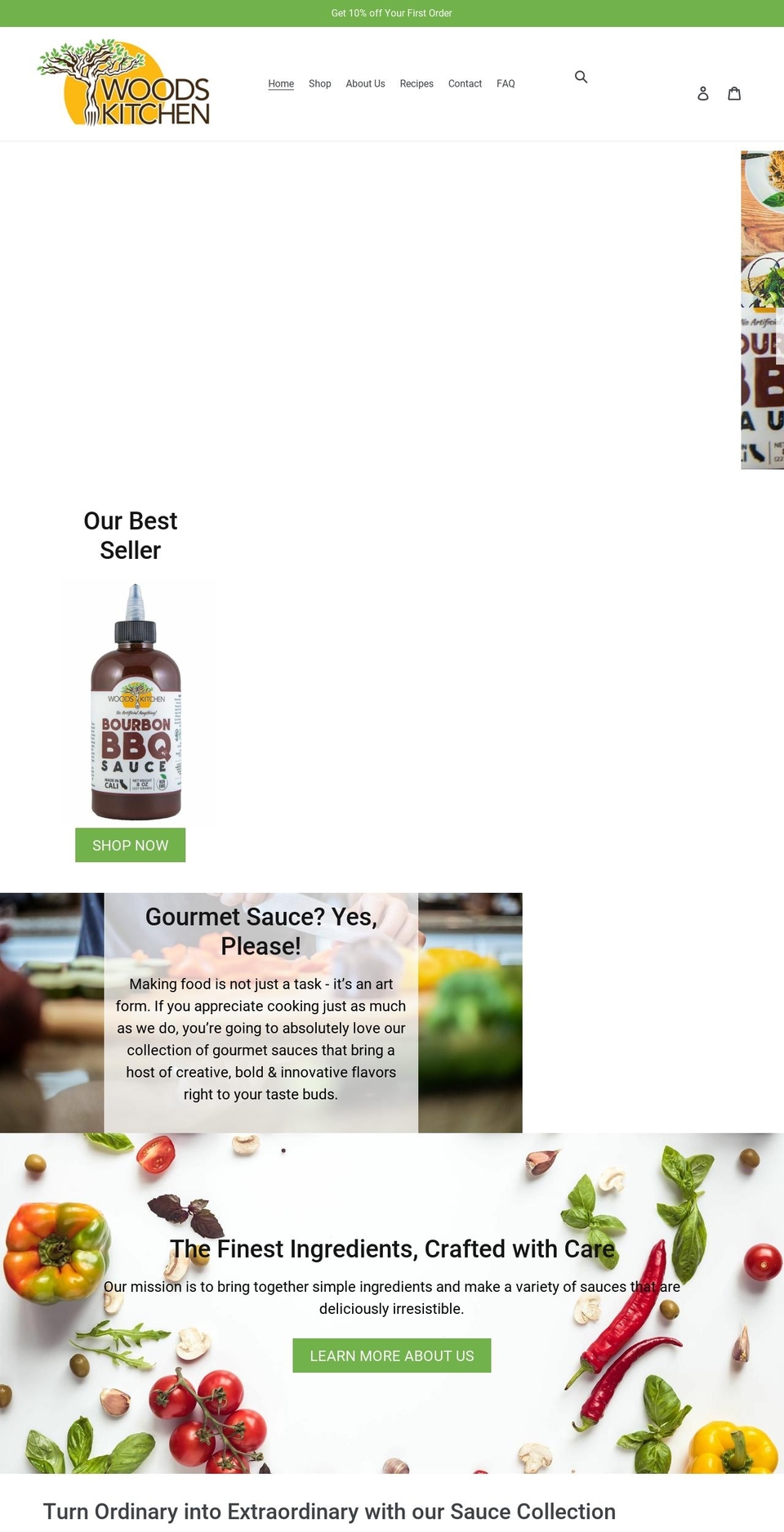 woodskitchenfoods.com shopify website screenshot