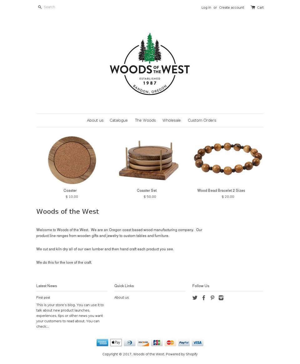 woodsofthewest.com shopify website screenshot