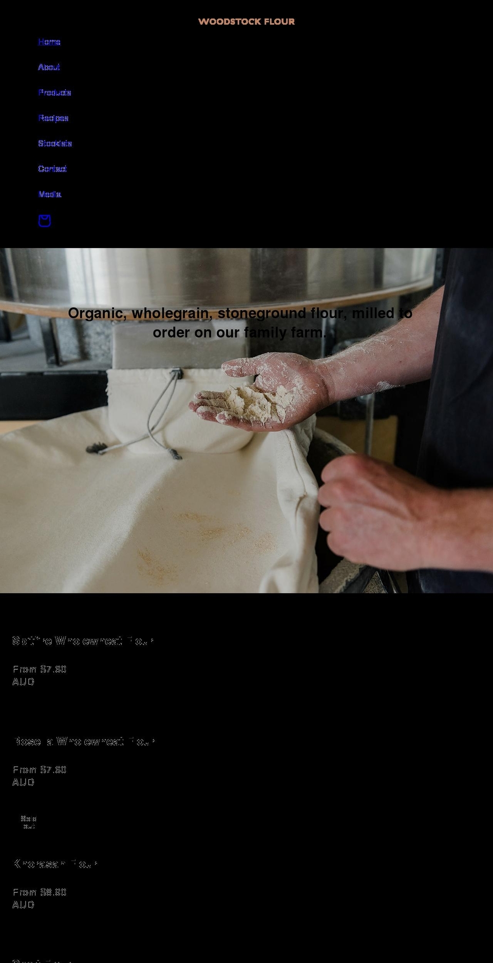 woodstockflour.com.au shopify website screenshot