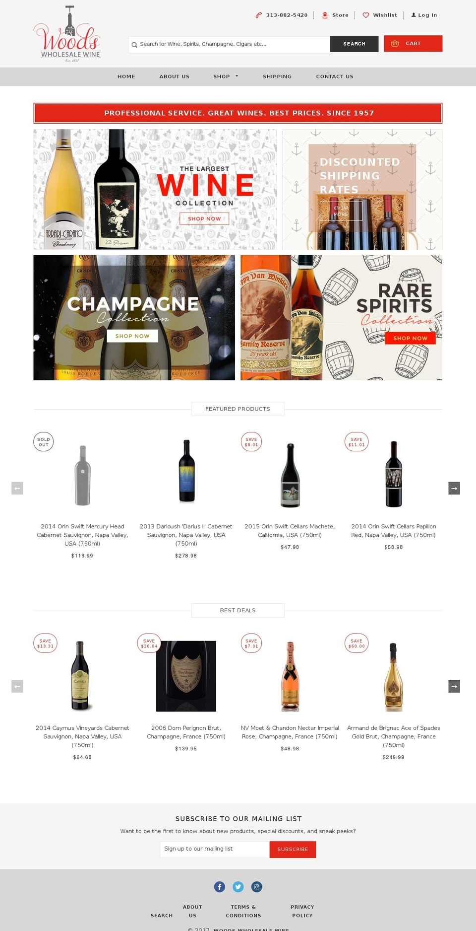 woodswholesalewine.com shopify website screenshot