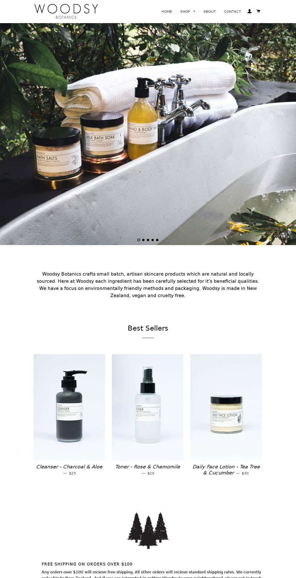 woodsybotanics.com shopify website screenshot