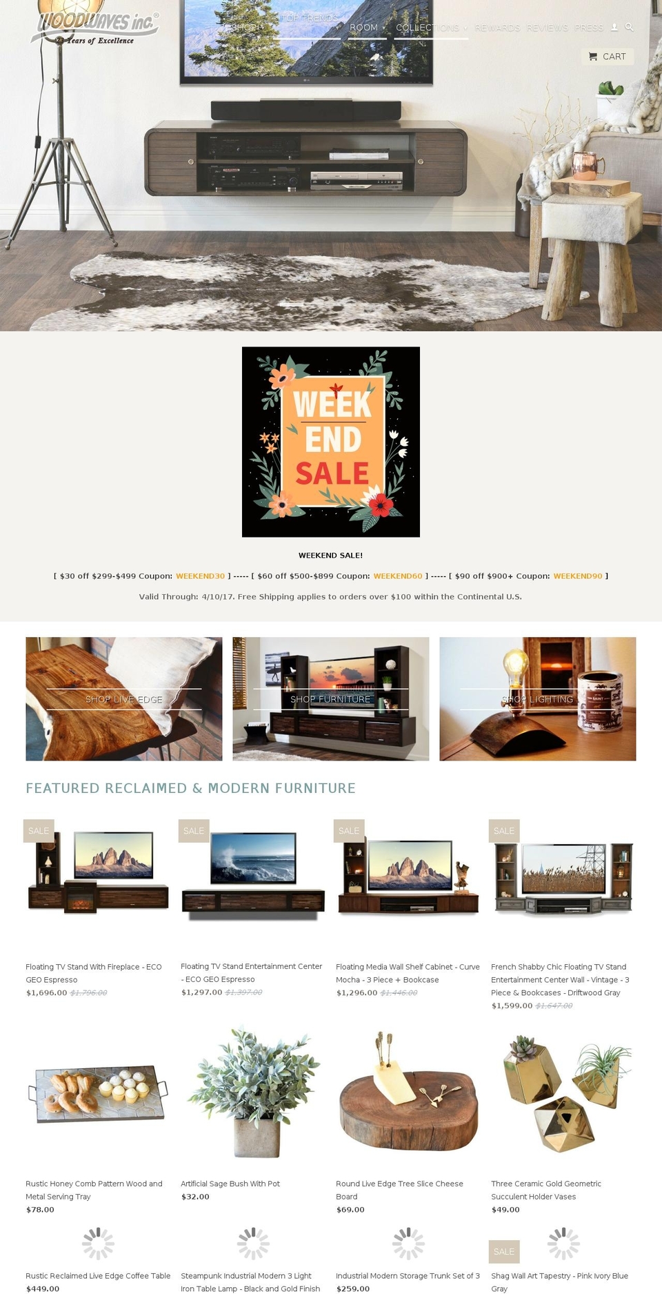 woodwaves.com shopify website screenshot