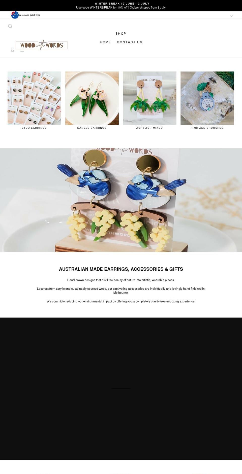 woodwithwords.com.au shopify website screenshot