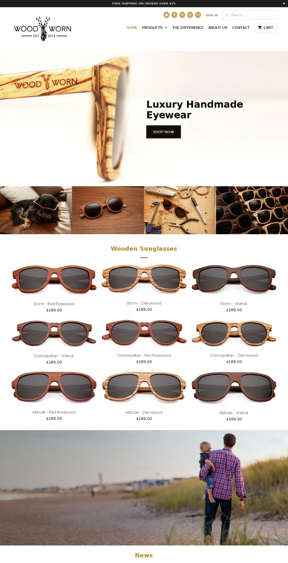 woodworn.com shopify website screenshot