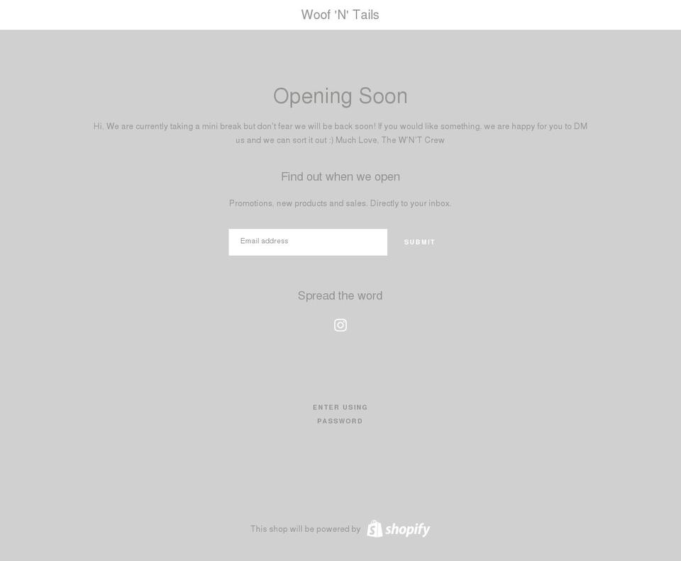 woof-n-tails.co.uk shopify website screenshot