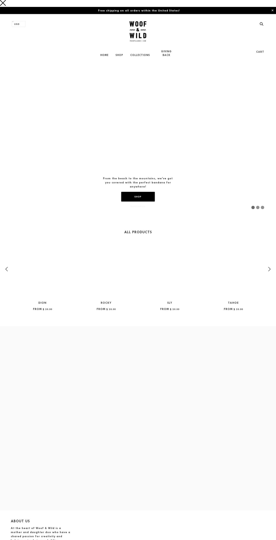 woof-wild.myshopify.com shopify website screenshot