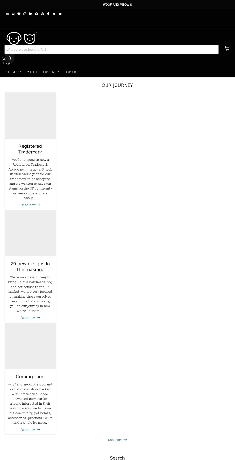 woofandmeow.com shopify website screenshot