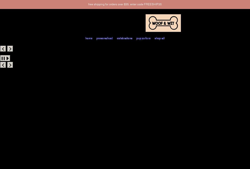 woofandwit.com shopify website screenshot