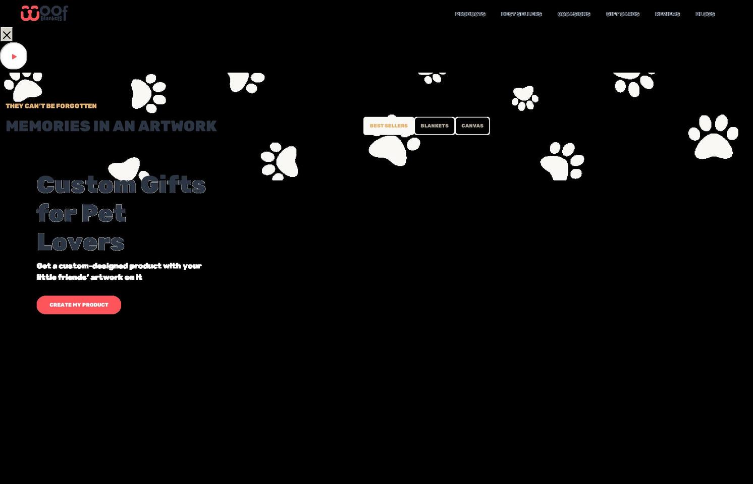 woofblankets.com shopify website screenshot