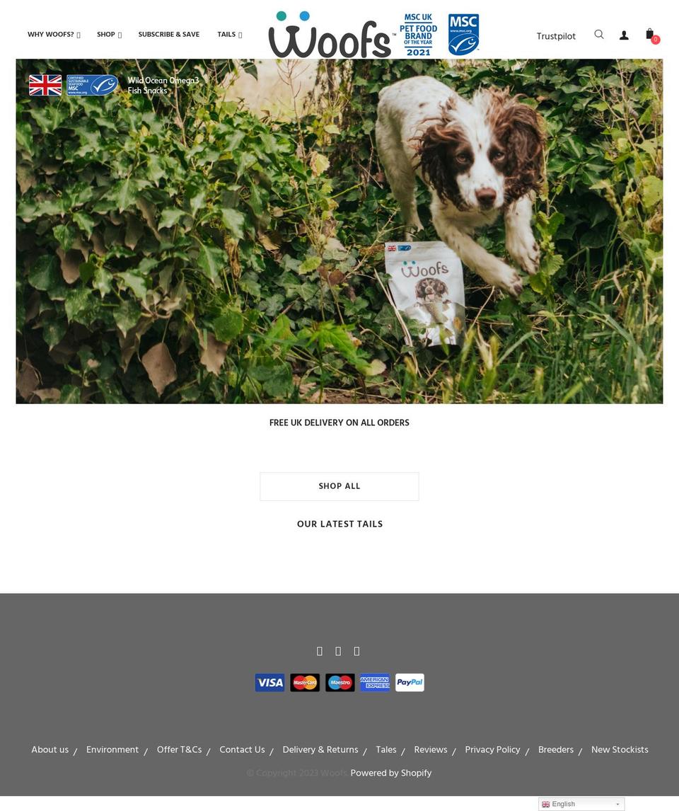 woofs.co.uk shopify website screenshot