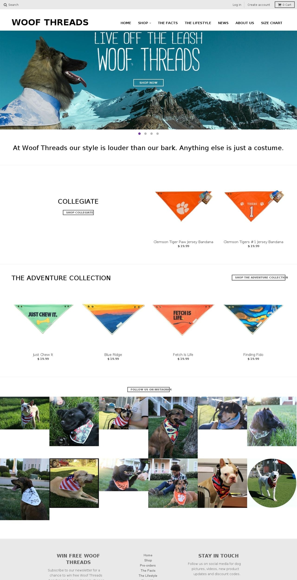 woofthreads.com shopify website screenshot