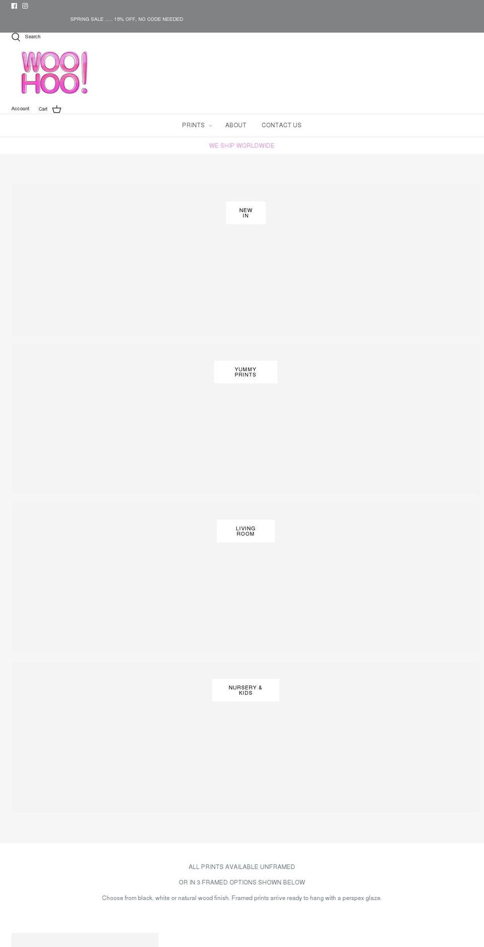 woohooprints.co.uk shopify website screenshot
