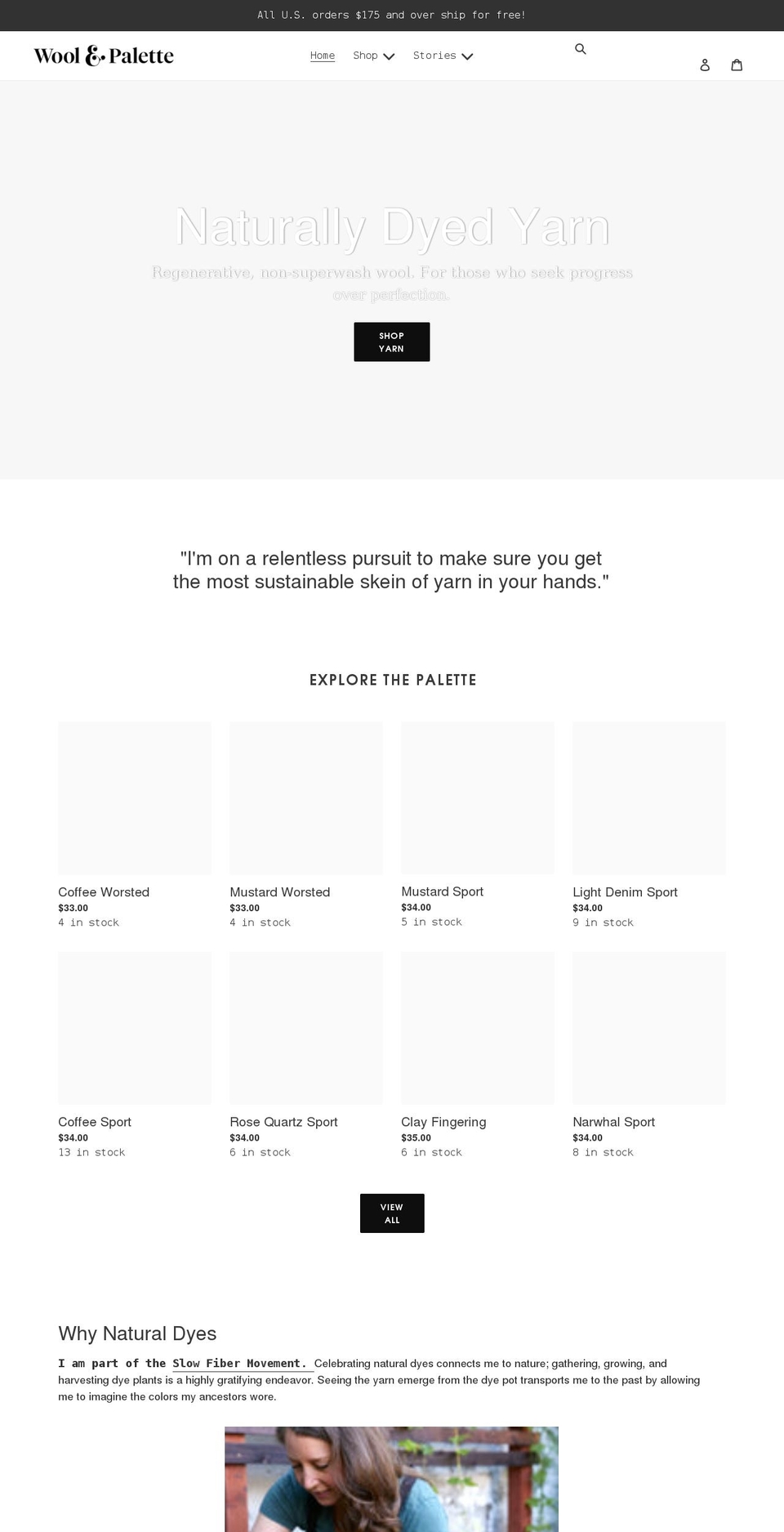 woolandpalette.com shopify website screenshot