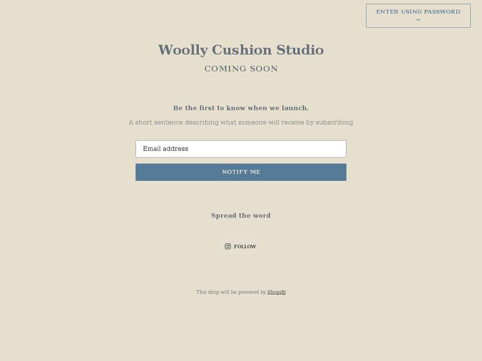 woolcushion.co.uk shopify website screenshot