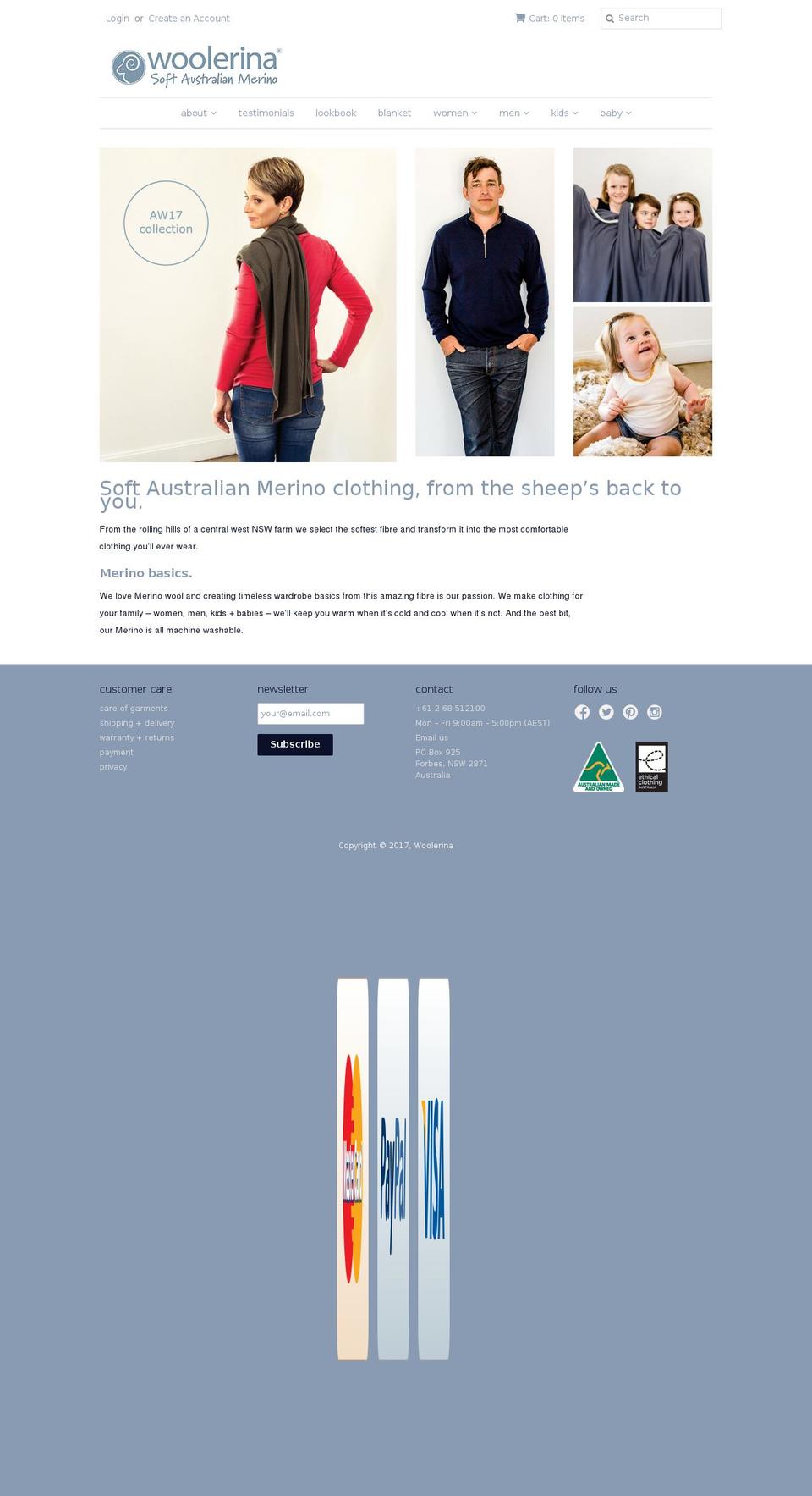 woolerina.com.au shopify website screenshot