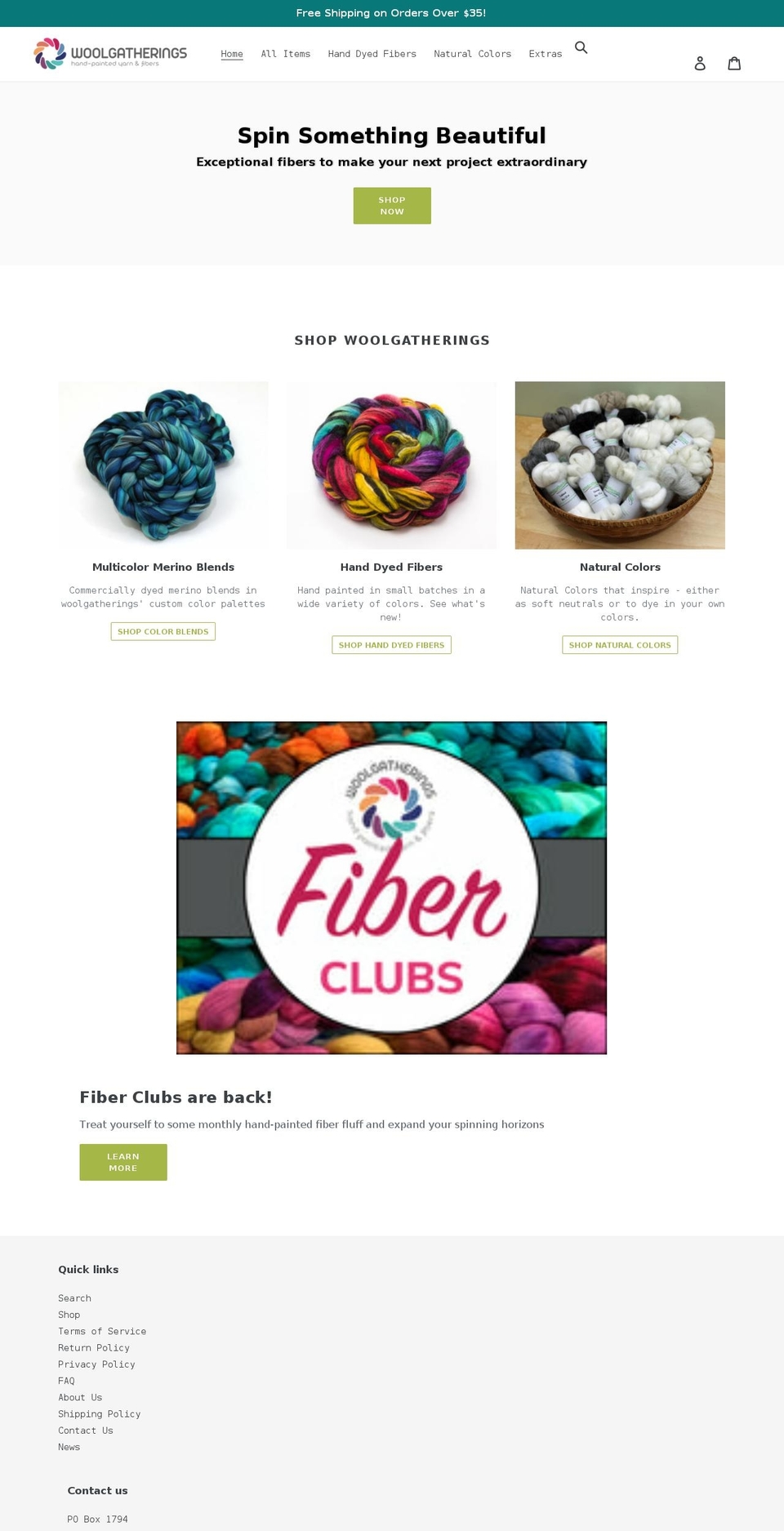 woolgatherings.com shopify website screenshot