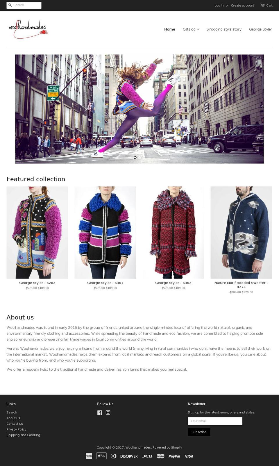 woolhandmades.com shopify website screenshot