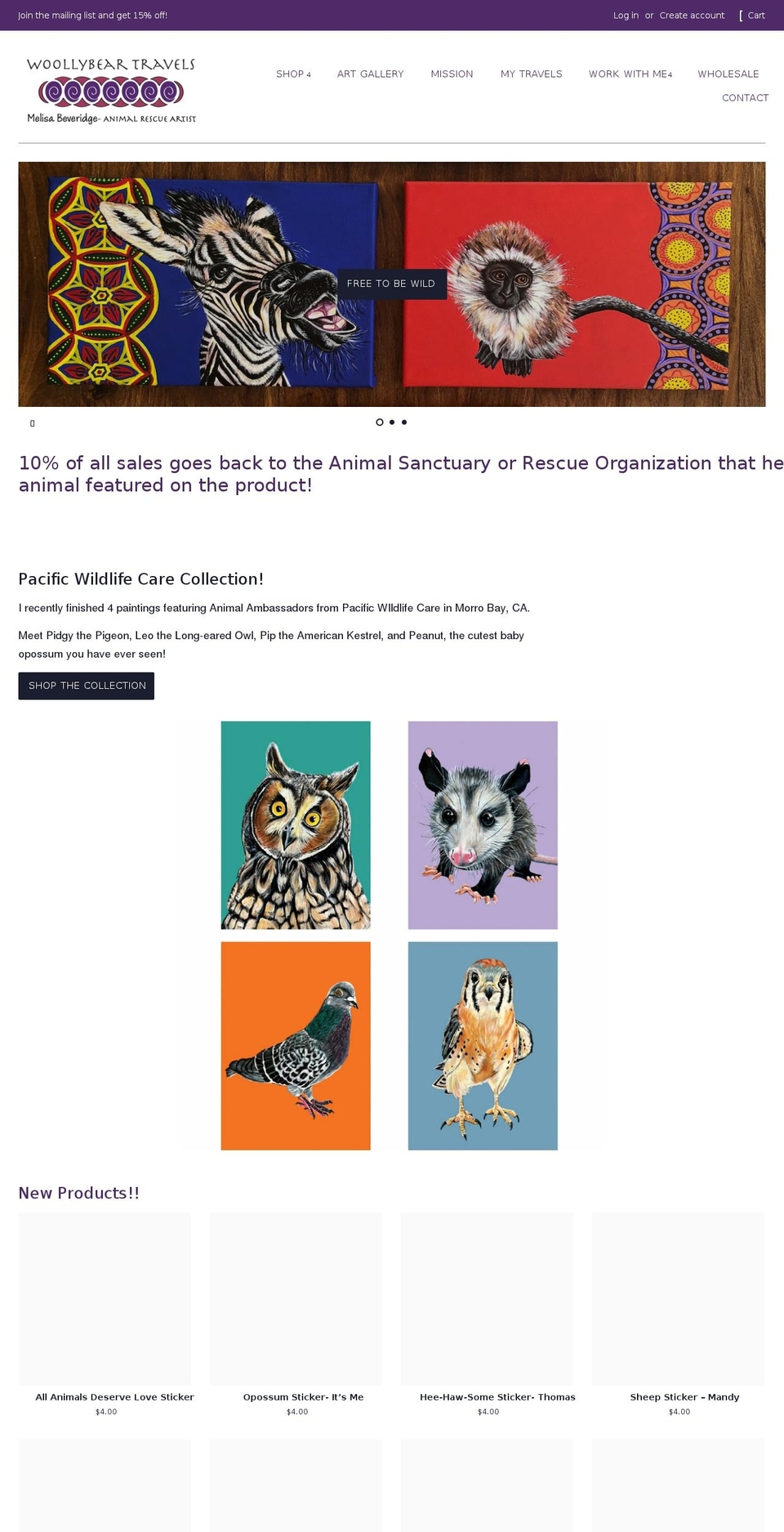 woollybeartravels.com shopify website screenshot