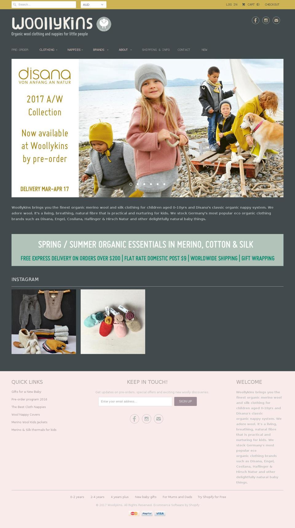 woollykins.com.au shopify website screenshot