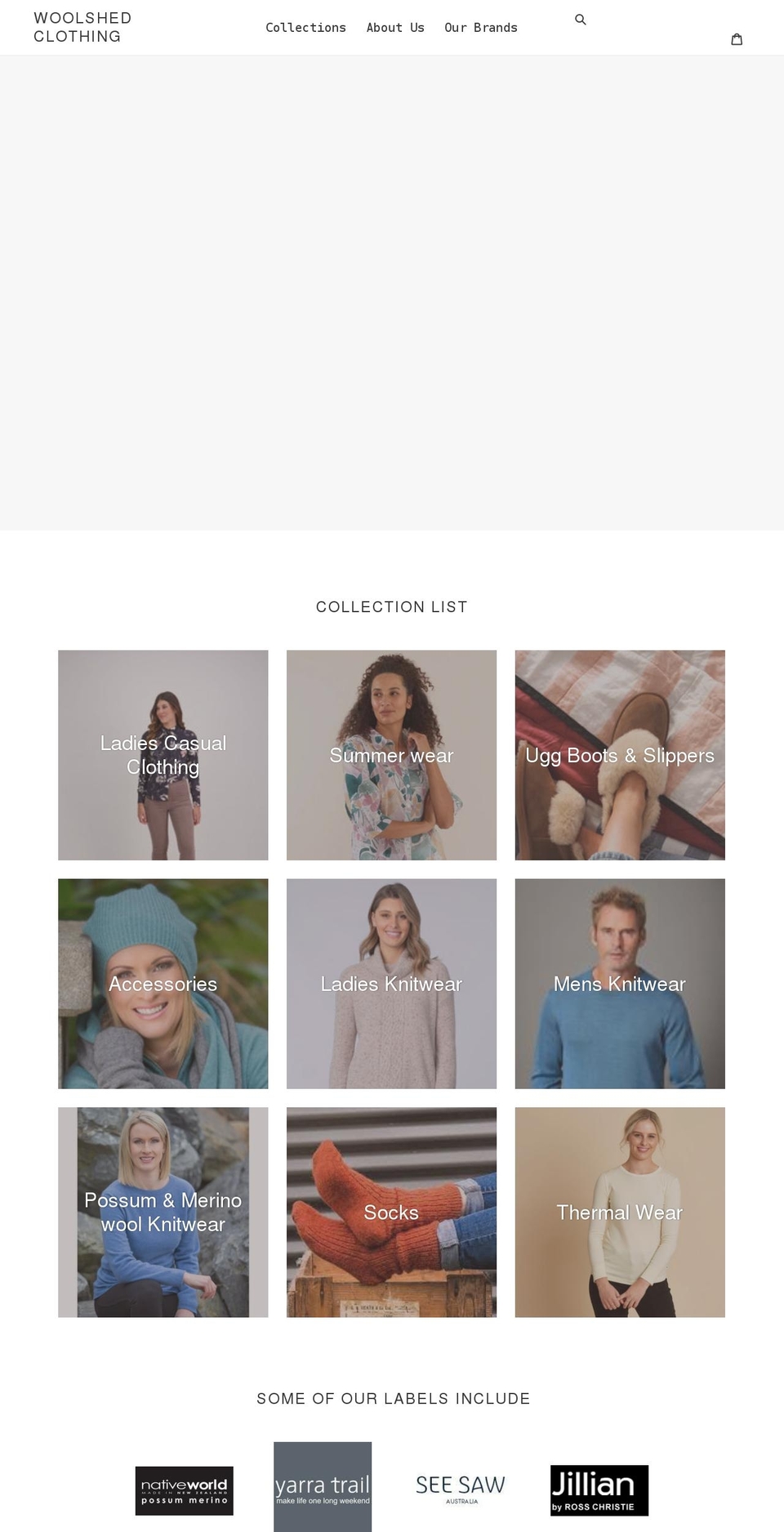 woolshedclothing.com.au shopify website screenshot