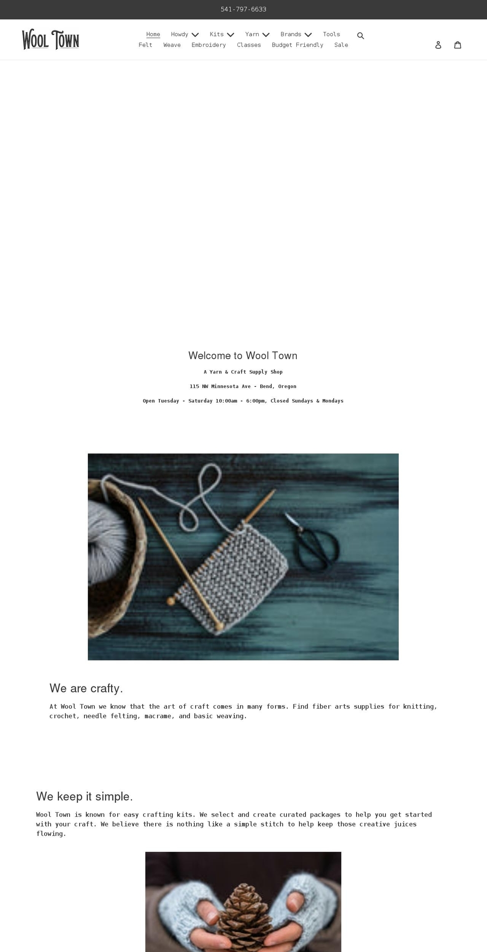wooltownbend.com shopify website screenshot