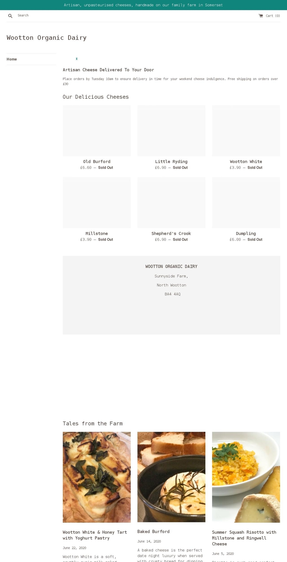 woottonorganicdairy.com shopify website screenshot