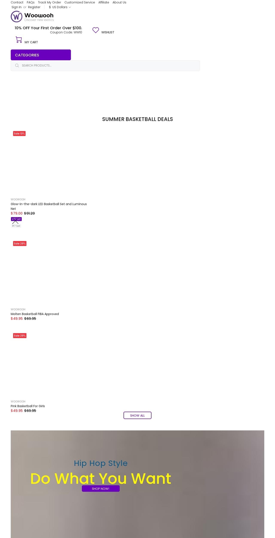 woowooh.com shopify website screenshot