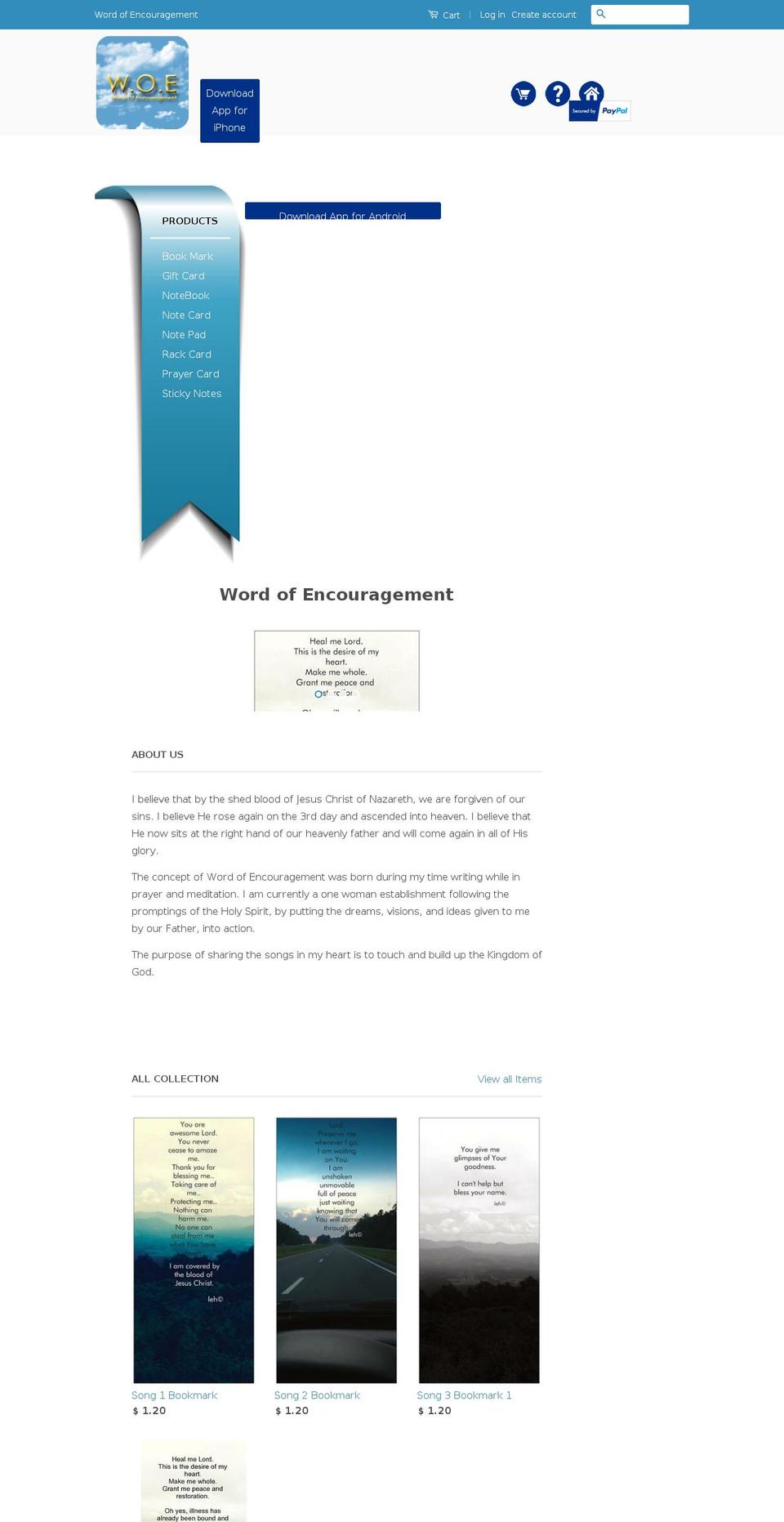 word-of-encouragement.com shopify website screenshot