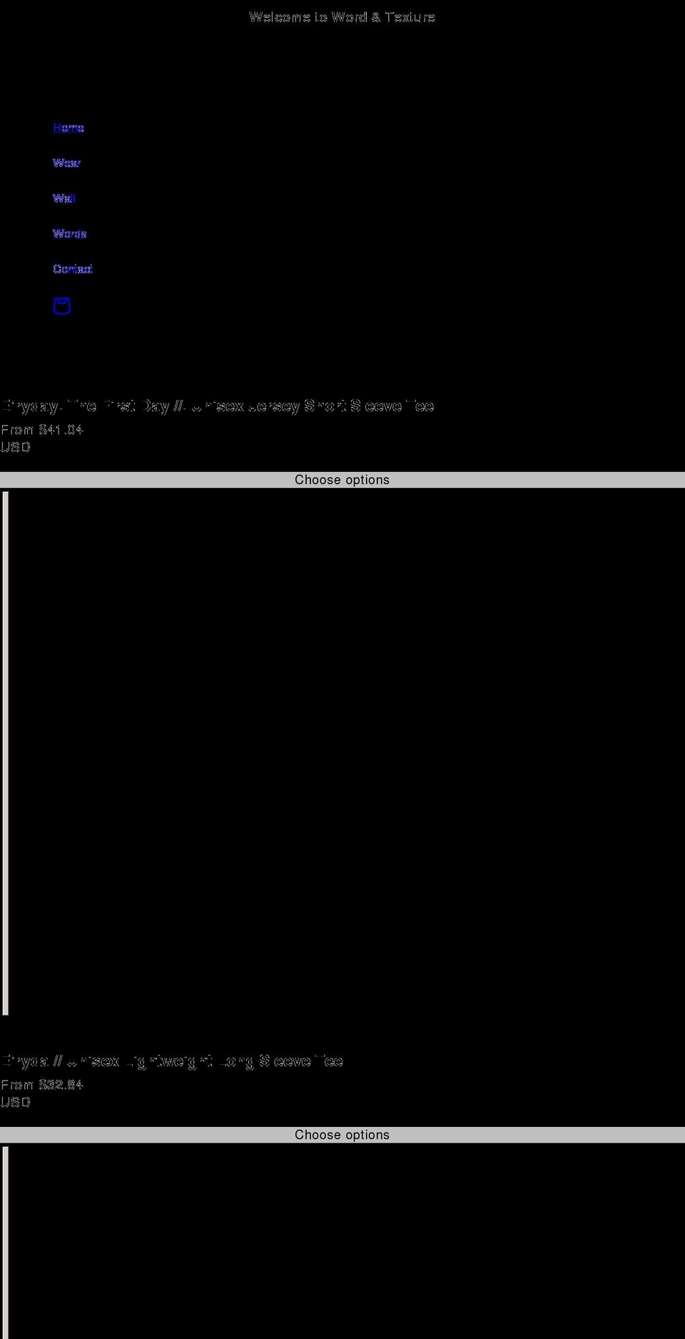 wordandtexture.com shopify website screenshot