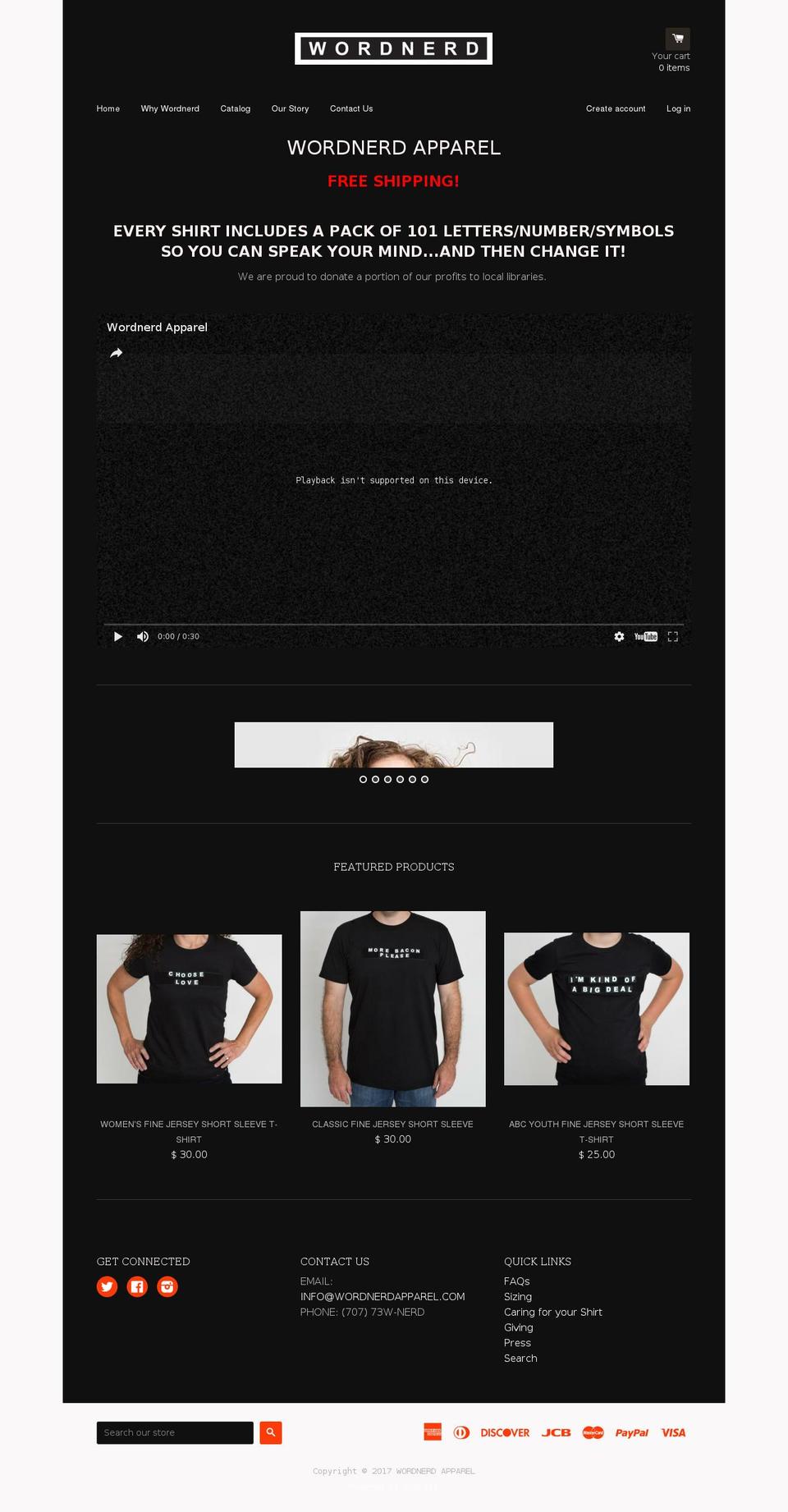wordnerdapparel.com shopify website screenshot