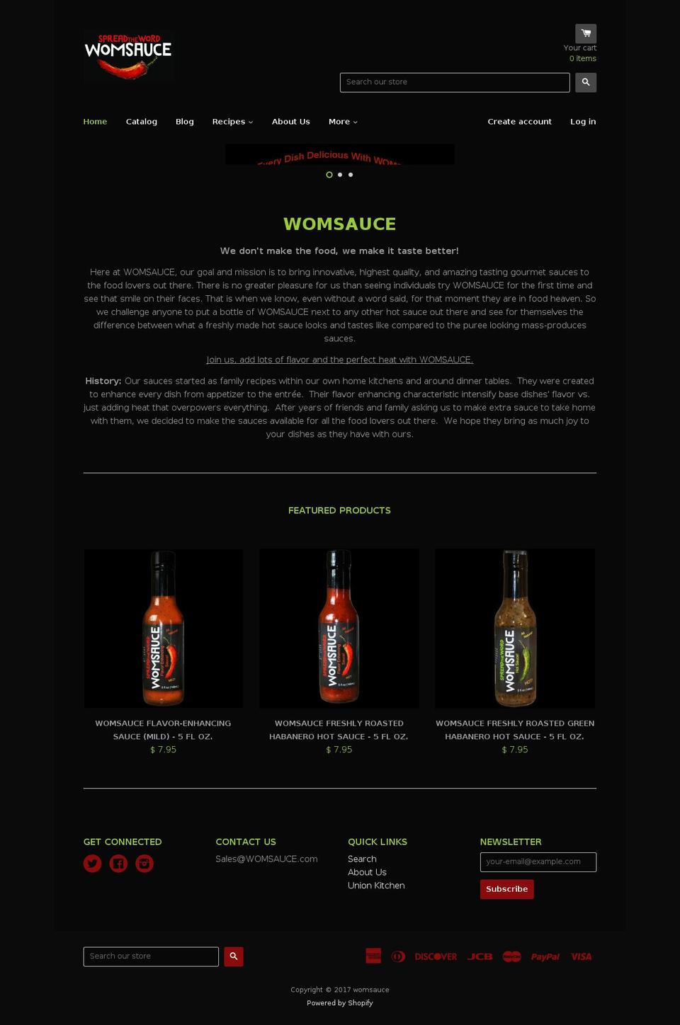 wordofmouthhotsauces.com shopify website screenshot