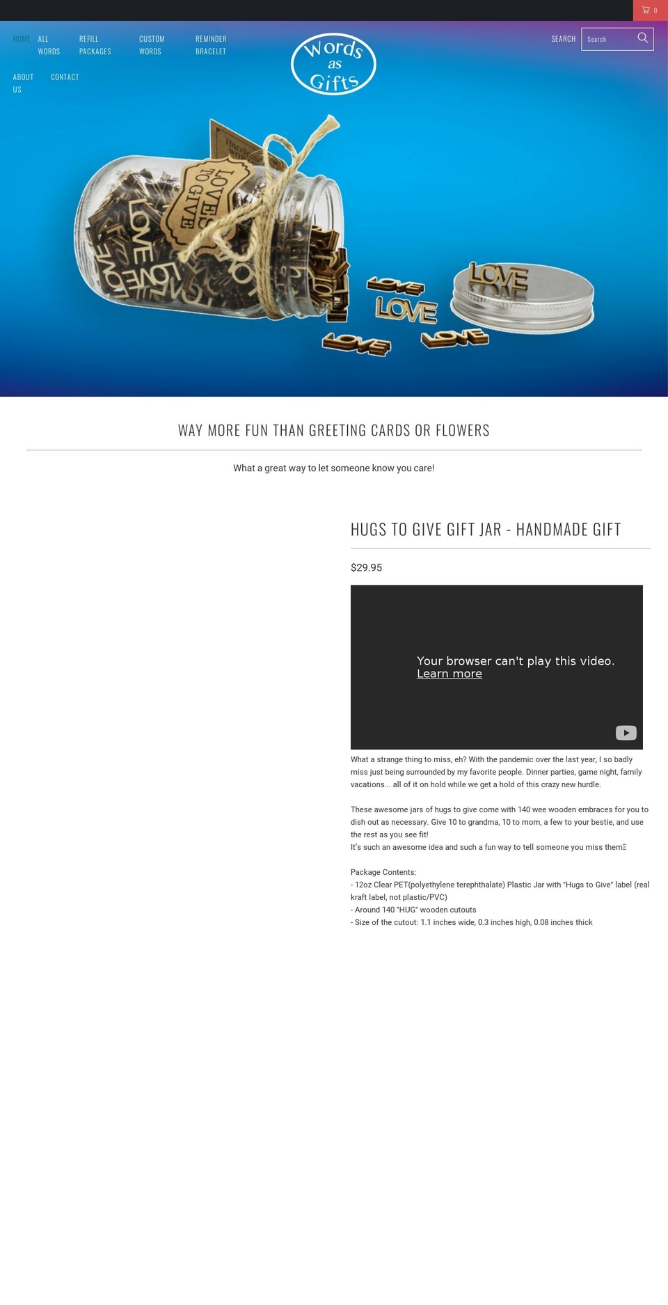 wordsasgifts.com shopify website screenshot