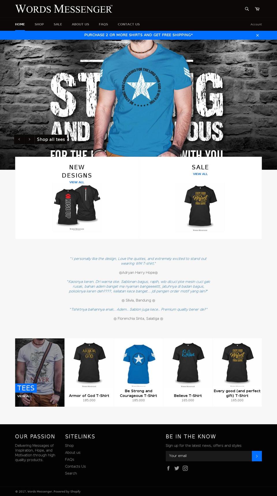 wordsmessenger.com shopify website screenshot