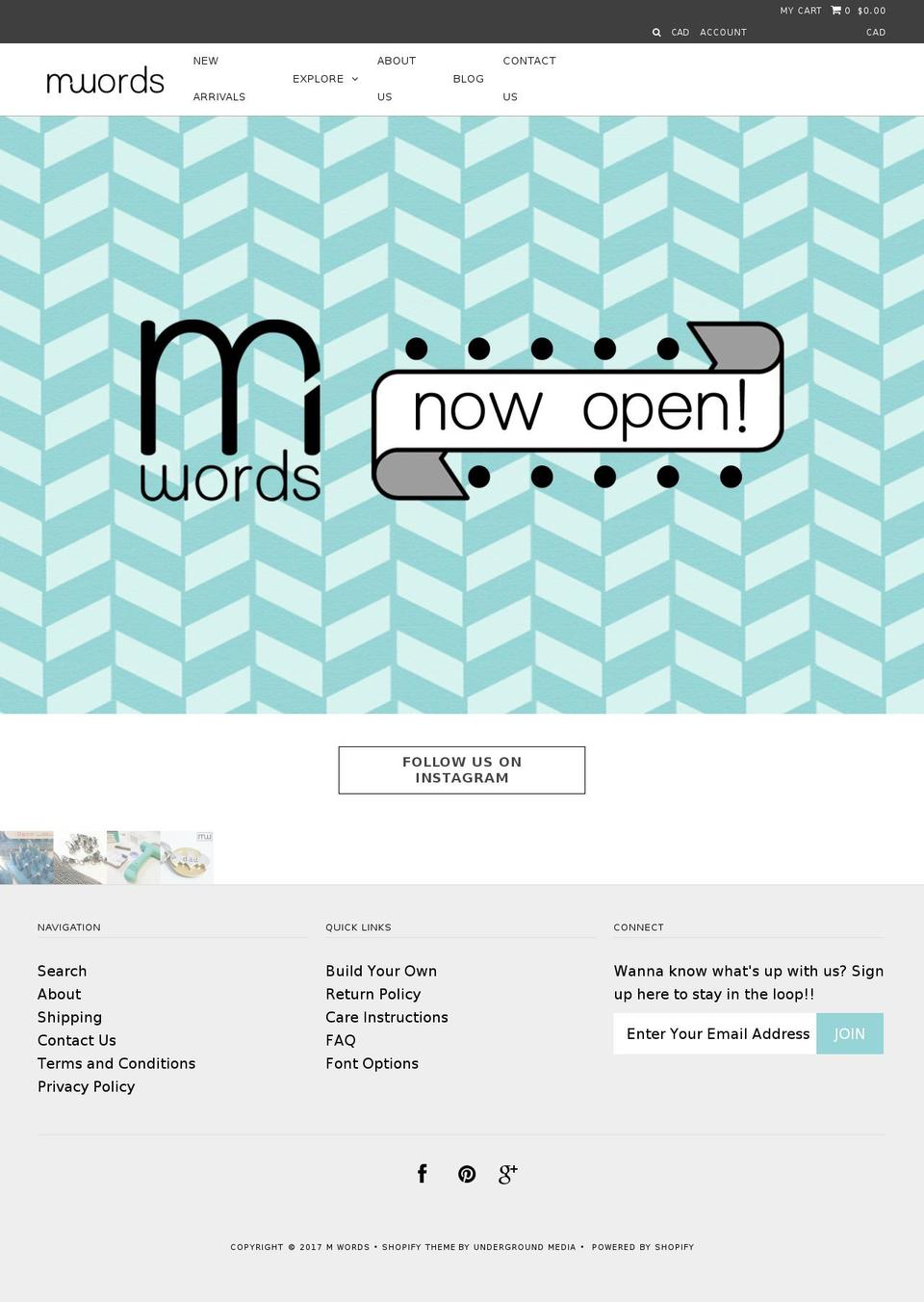 wordswithm.com shopify website screenshot