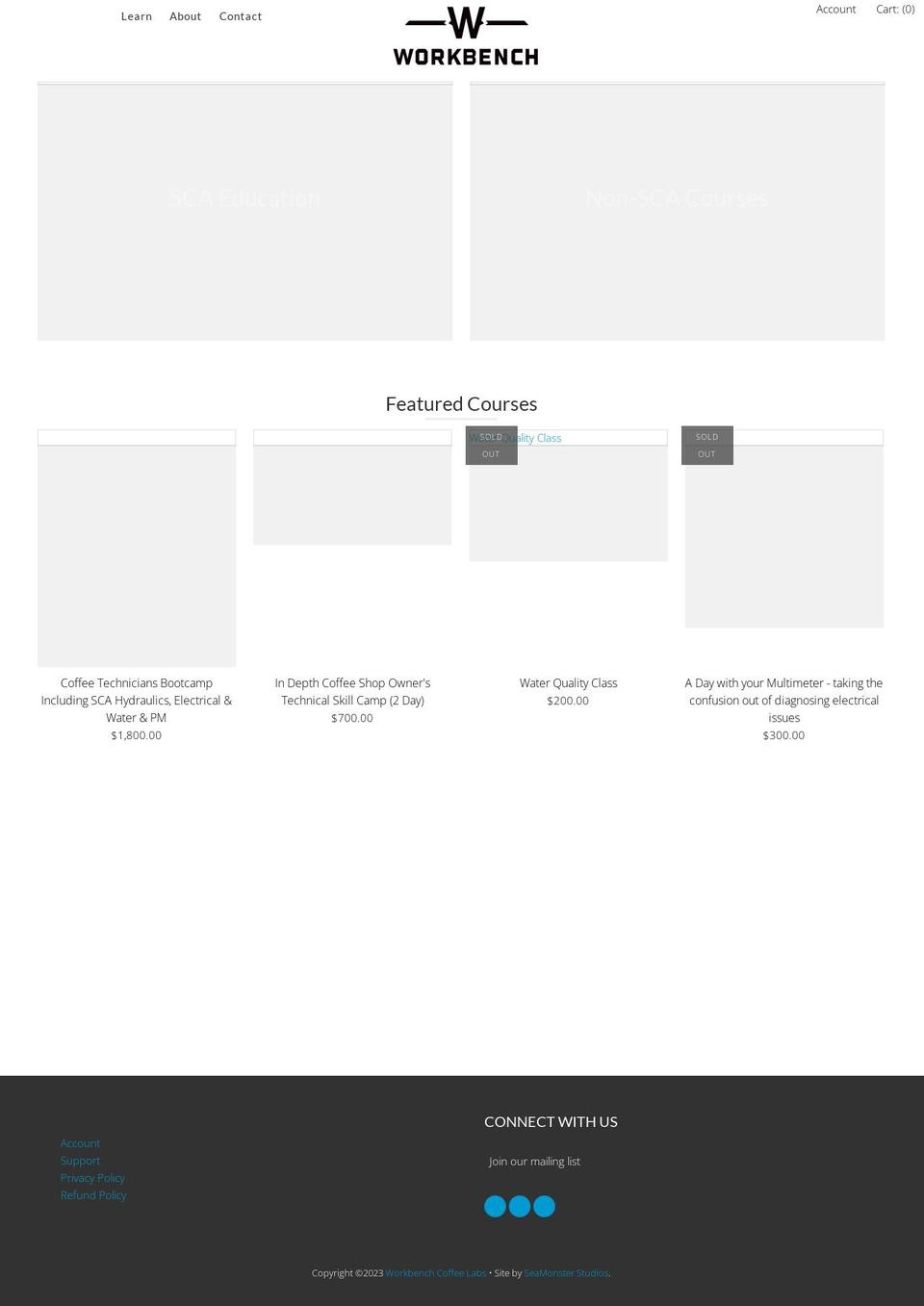 workbenchcoffeelabs.com shopify website screenshot