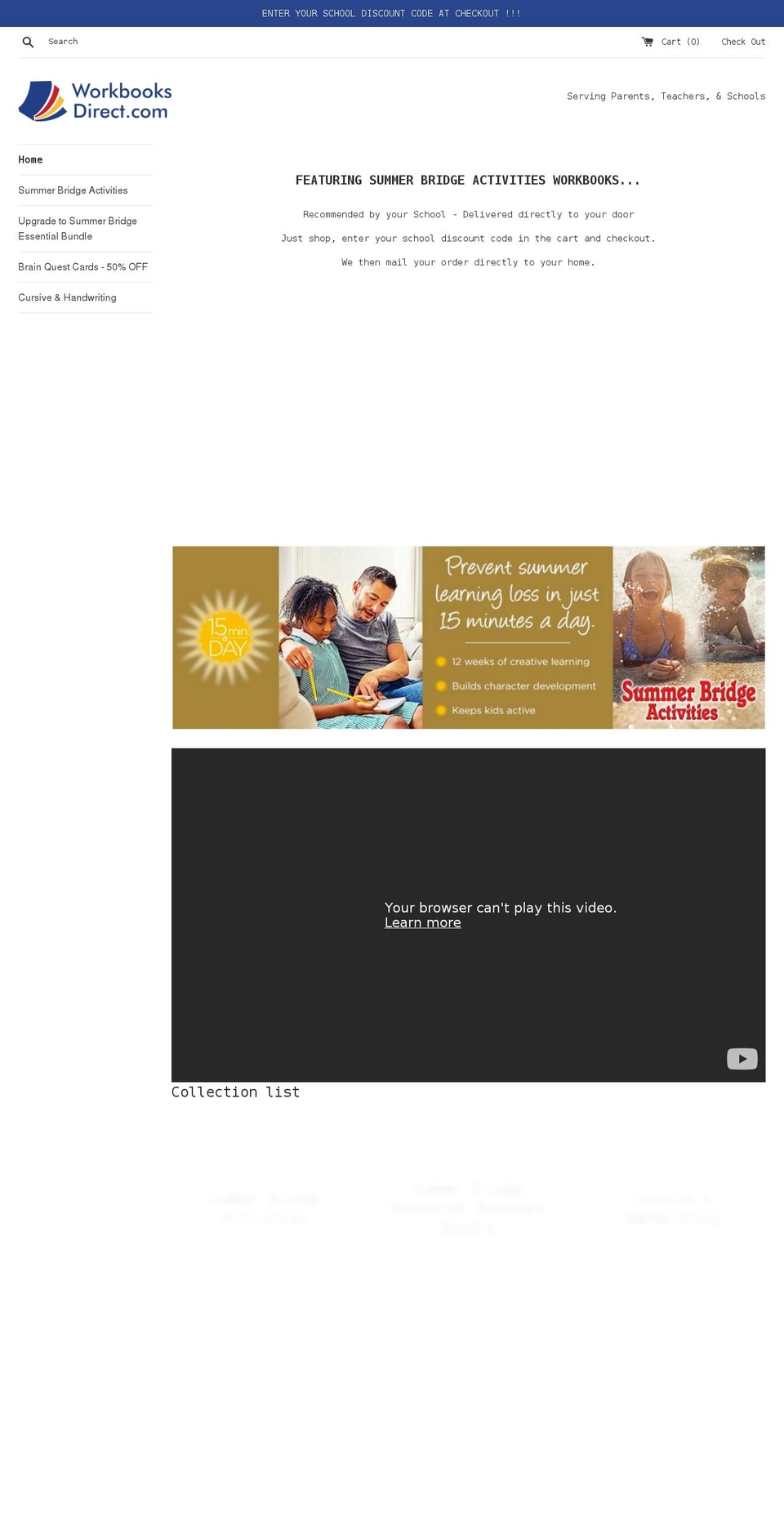 workbooksdirect.com shopify website screenshot