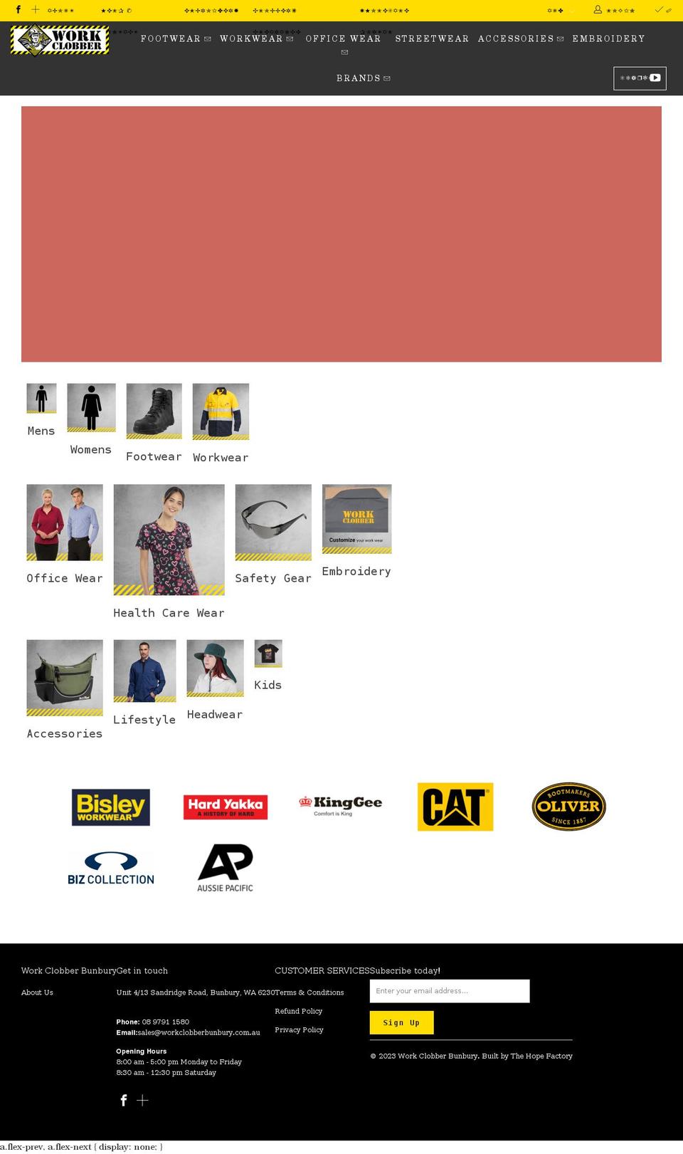 workclobberbunbury.com.au shopify website screenshot