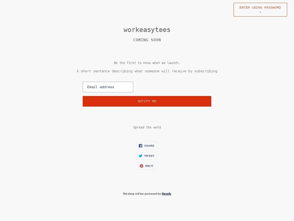 workeasytees.com shopify website screenshot