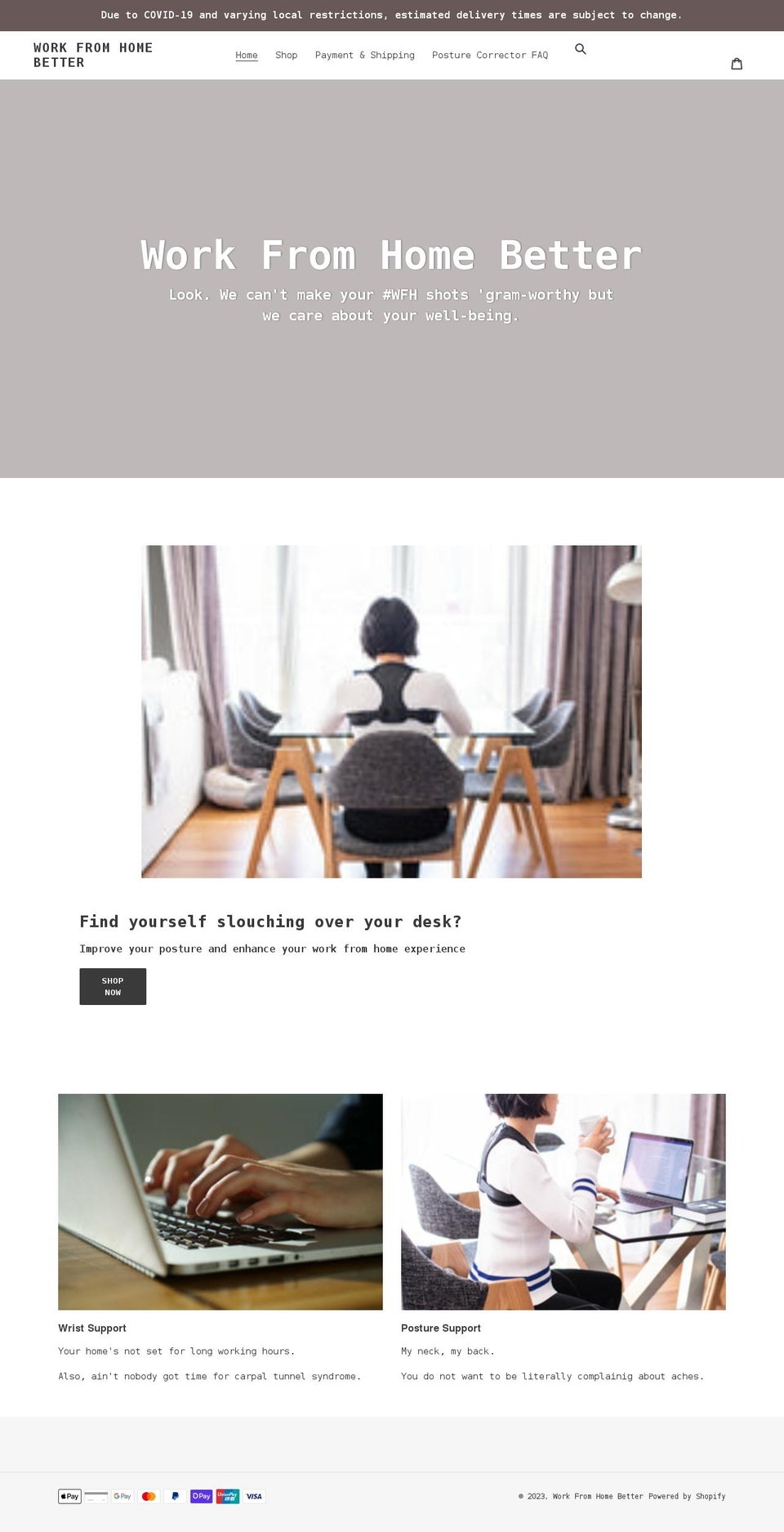 workfromhomebetter.com shopify website screenshot