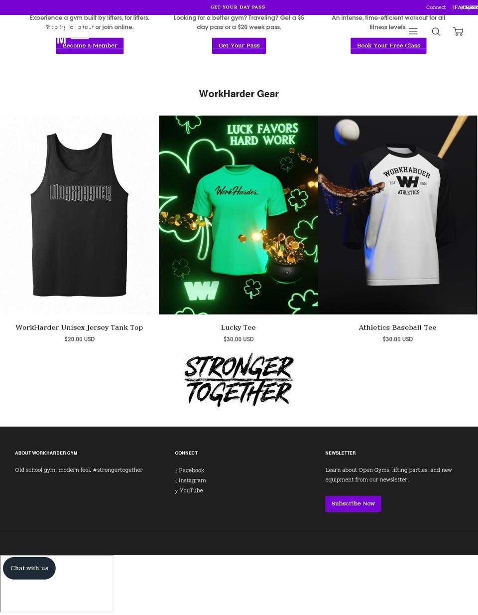 workhardergym.com shopify website screenshot