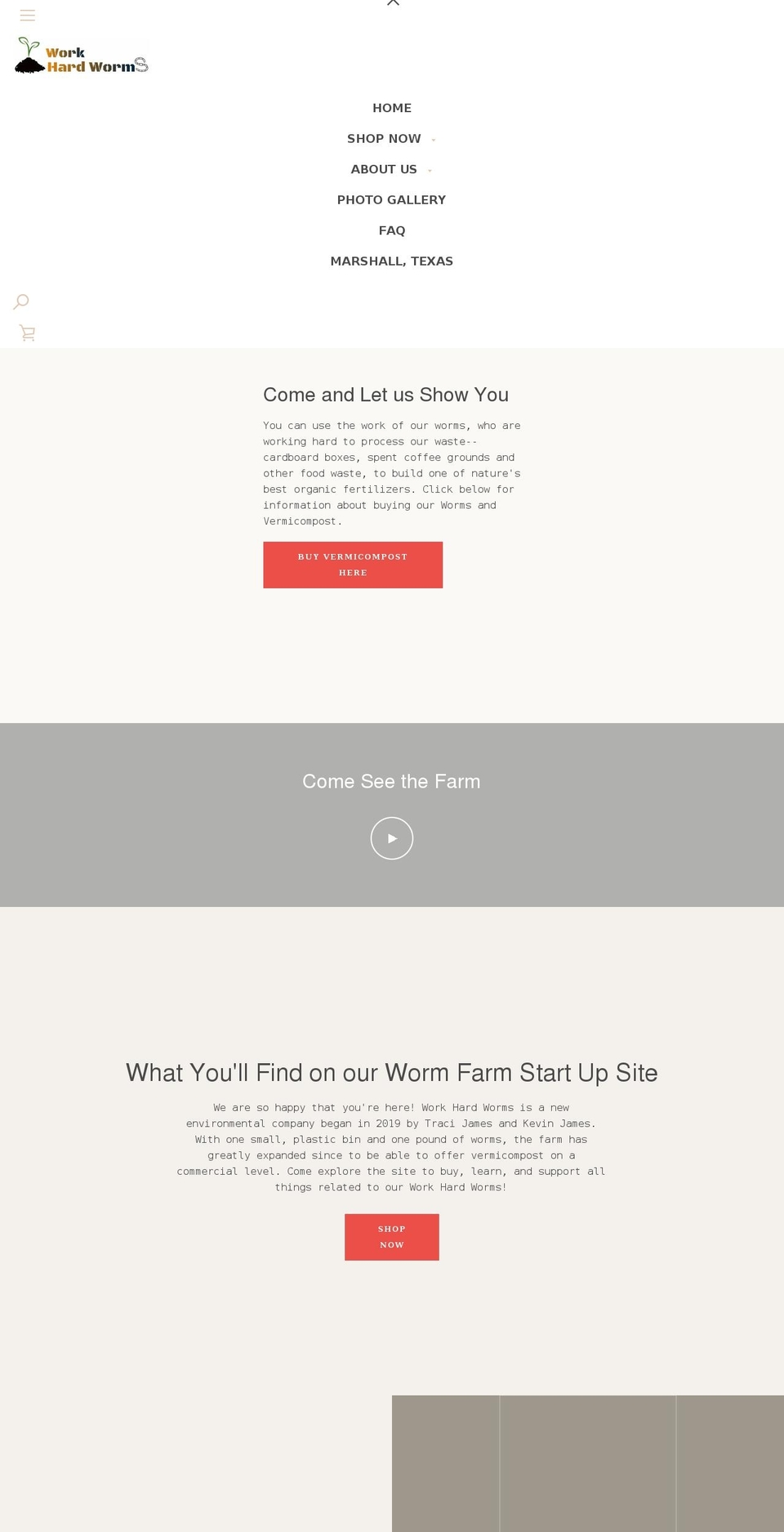 workhardworms.com shopify website screenshot